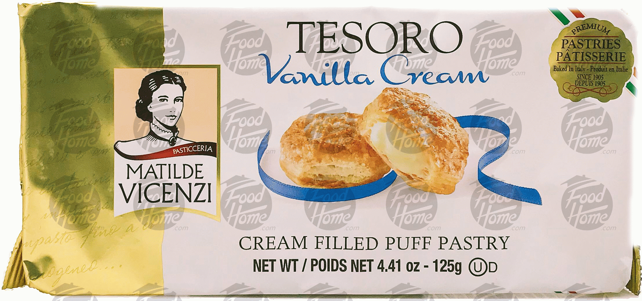 Maltide Vicenzi Tesoro vanilla cream filled puff pastries, wrapper Full-Size Picture